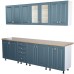 Bucatarie Zebra 260 cm din MDF Albastru cu blat termoizolant artar